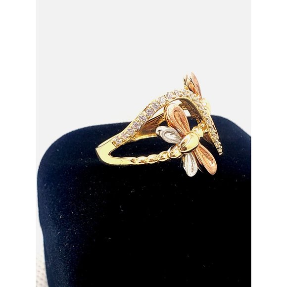 14 k GOLD Double Dragonfly Ring size 6 - Picture 7 of 16